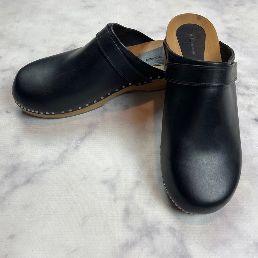 Isabel Marant Thalie Black Leather Clogs Silver Nail Stud Sz 37 - Picture 3 of 11